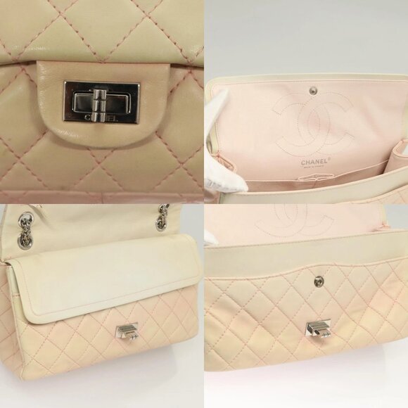 CHANEL Matelasse 2.55 Double Flap Chain Gradient Bag Lamb Skin CC Auth 129232 - Picture 13 of 15